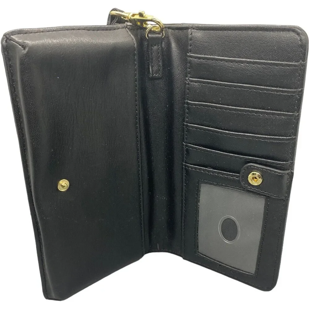 Guess USA Women's Black Snake Wristlet Wallet Sleek Classy EUC